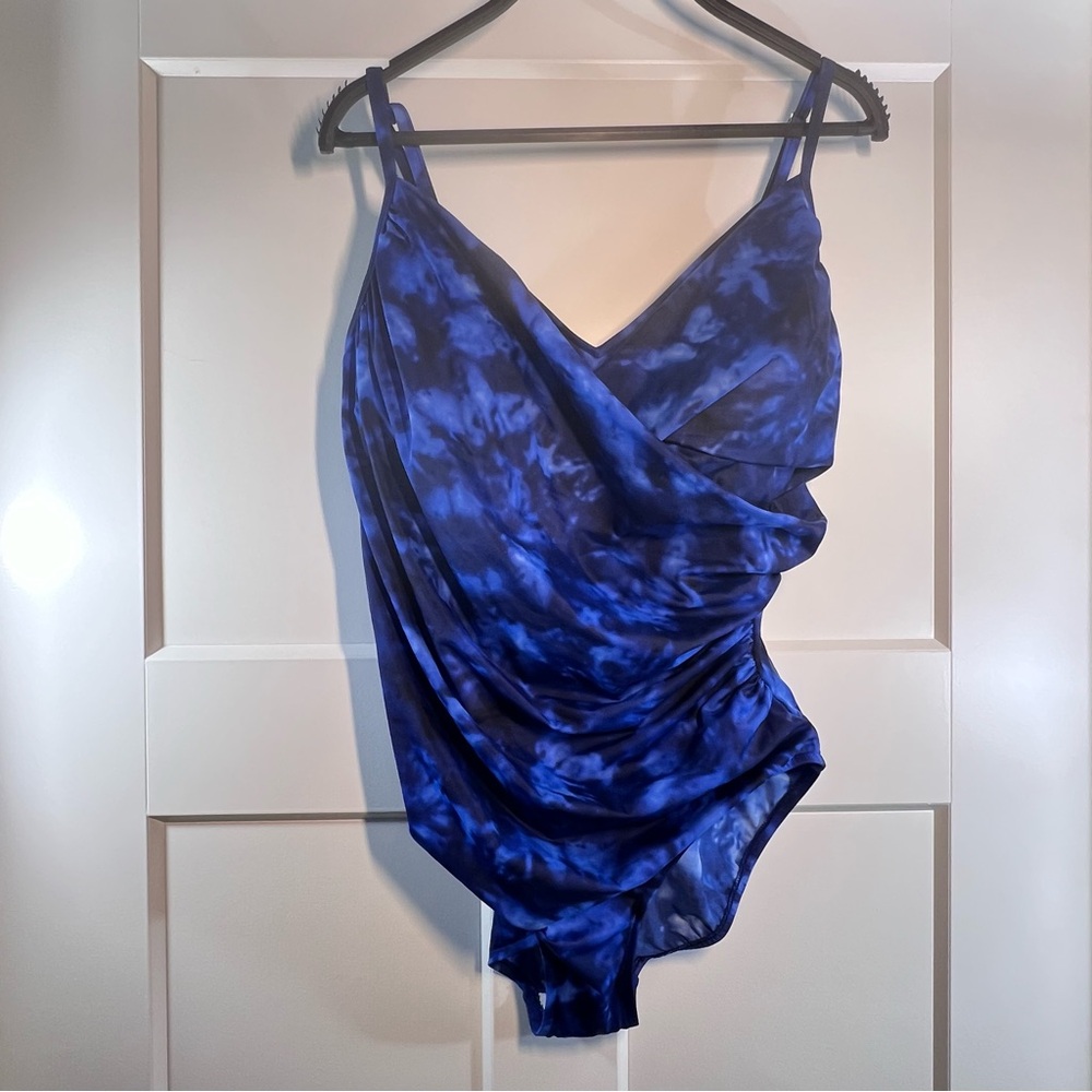 Aqua Green swimwear blue tye dye one piece size 14 NWT - Picture 1 of 6